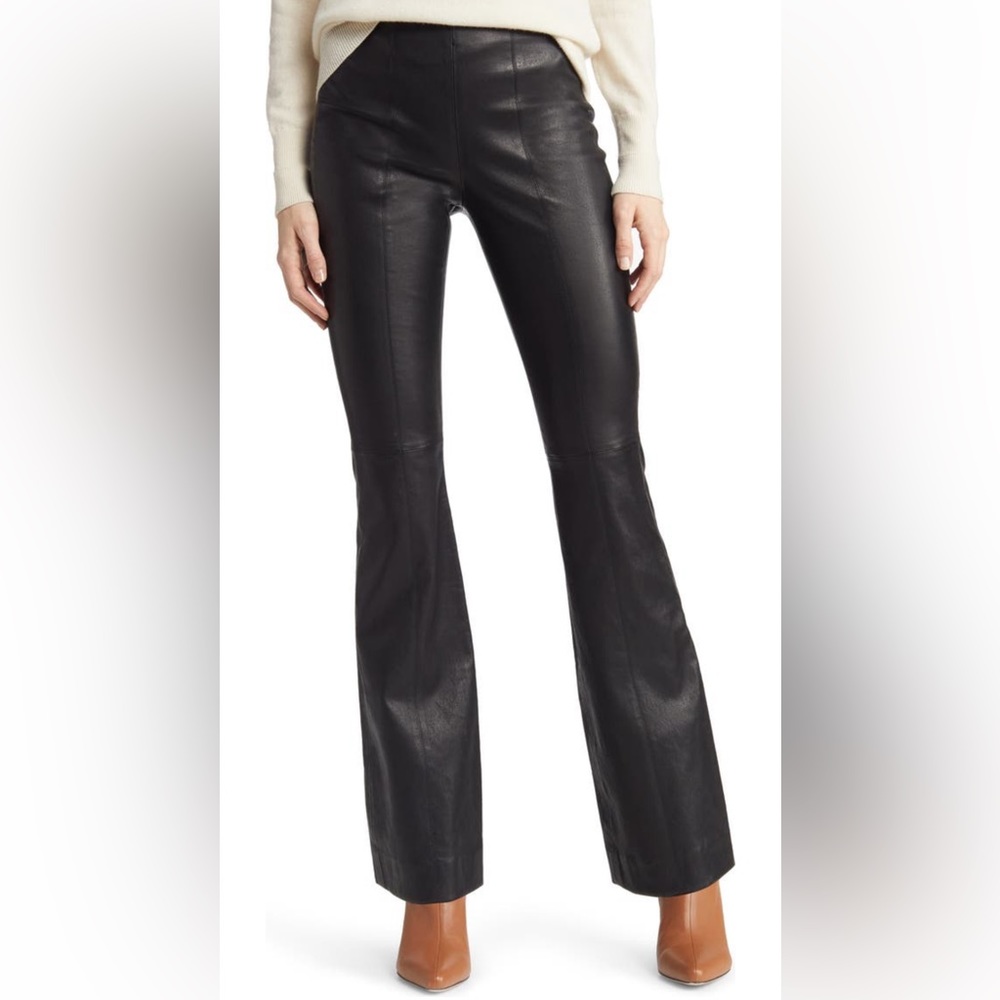 rag & bone Black Leather Flare Pants